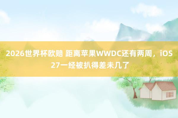 2026世界杯欧赔 距离苹果WWDC还有两周,iOS 27一经被扒得差未几了