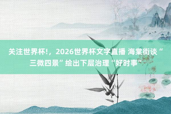 关注世界杯!,2026世界杯文字直播 海棠街谈“三微四景”绘出下层治理“好时事”