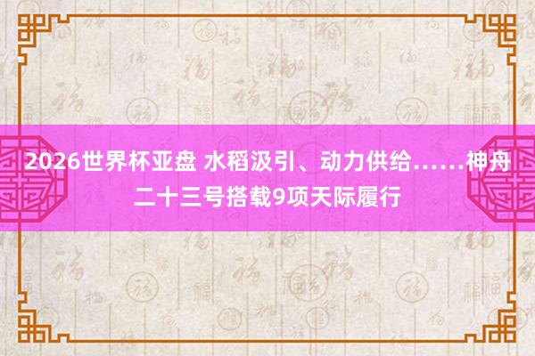 2026世界杯亚盘 水稻汲引、动力供给……神舟二十三号搭载9项天际履行