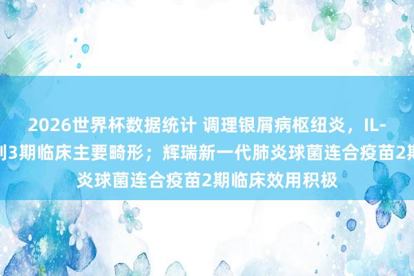 2026世界杯数据统计 调理银屑病枢纽炎,IL-17A/F抗体达到3期临床主要畸形;辉瑞新一代肺炎球菌连合疫苗2期临床效用积极