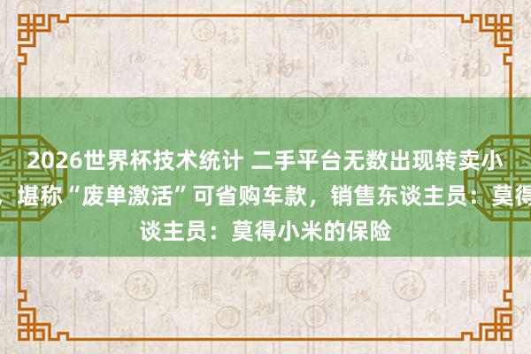 2026世界杯技术统计 二手平台无数出现转卖小米新车订单，堪称“废单激活”可省购车款，销售东谈主员：莫得小米的保险