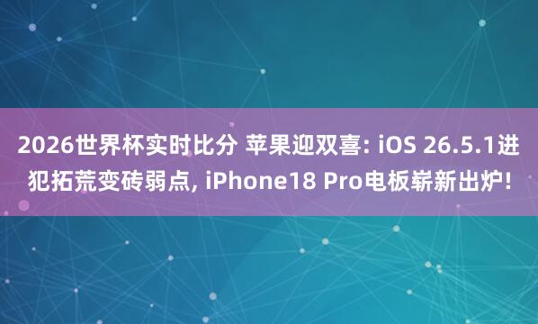 2026世界杯实时比分 苹果迎双喜: iOS 26.5.1进犯拓荒变砖弱点, iPhone18 Pro电板崭新出炉!