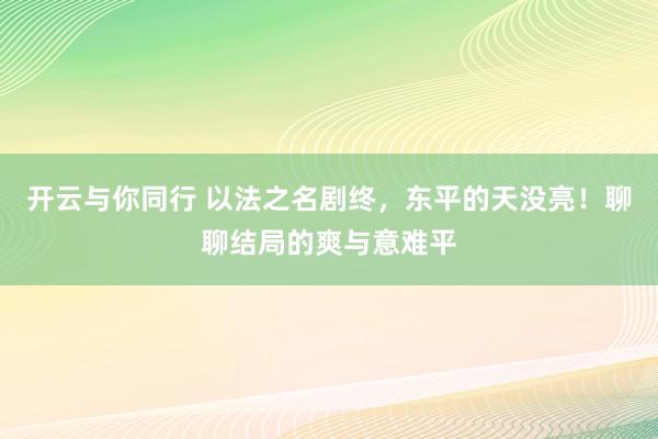 开云与你同行 以法之名剧终,东平的天没亮!聊聊结局的爽与意难平