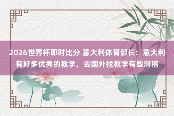 2026世界杯即时比分 意大利体育部长:意大利有好多优秀的教学,去国外找教学有些滑稽