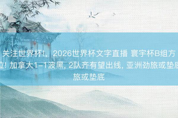 关注世界杯!,2026世界杯文字直播 寰宇杯B组方位! 加拿大1-1波黑, 2队齐有望出线, 亚洲劲旅或垫底