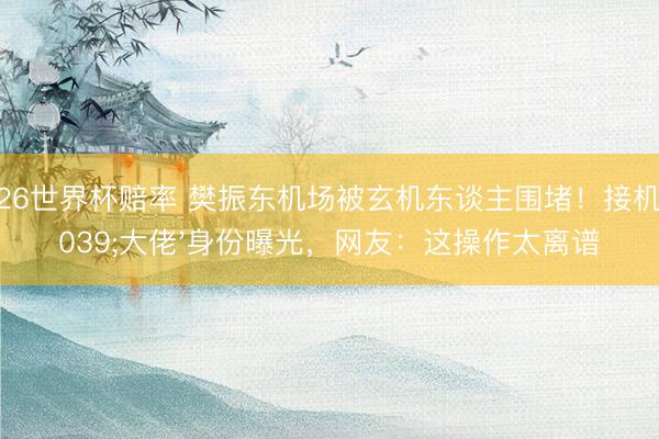 2026世界杯赔率 樊振东机场被玄机东谈主围堵!接机'大佬'身份曝光,网友:这操作太离谱