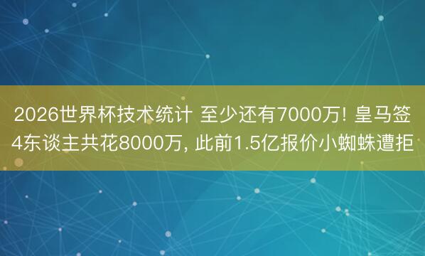 2026世界杯技术统计 至少还有7000万! 皇马签4东谈主共花8000万, 此前1.5亿报价小蜘蛛遭拒