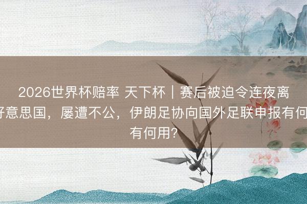 2026世界杯赔率 天下杯｜赛后被迫令连夜离开好意思国，屡遭不公，伊朗足协向国外足联申报有何用？